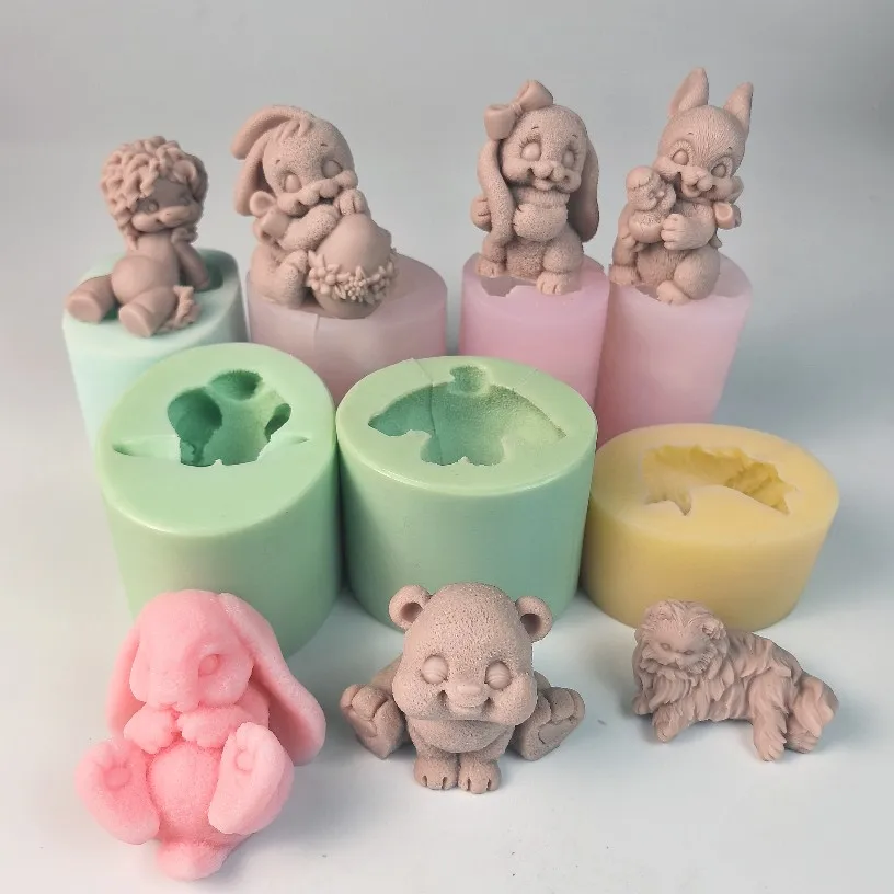

Cat Shape Silica gel 3D molds Cute Animal silicone soap mold candle aroma mould soap making moulds resin clay molds