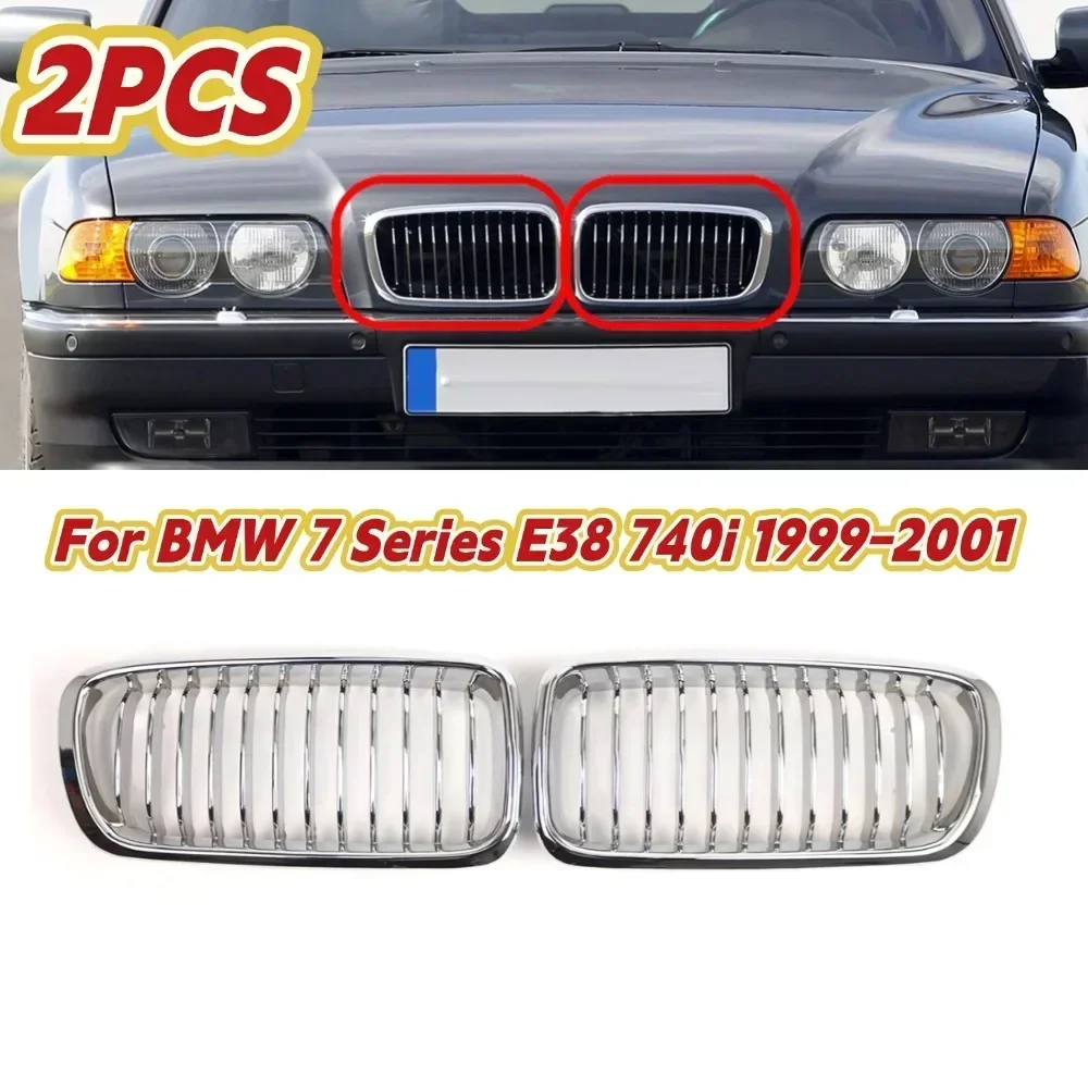 

2pcs Front Bumper Kidney Grille Radiator Guard Grill For BMW 7 Series E38 740i 1999-2001 Car Accessories UPPER RADIATOR GRILLES