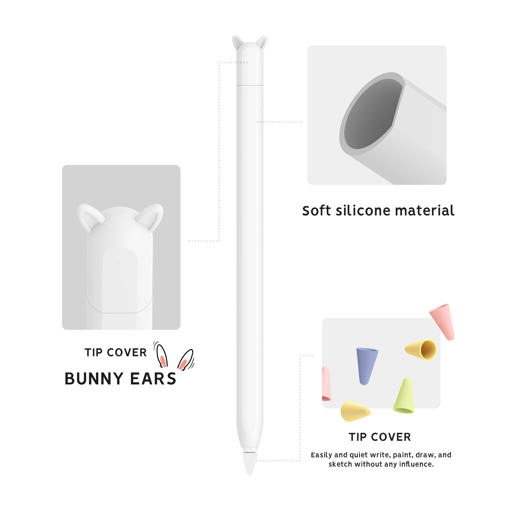 Soft Silicone Sleeve Apple Pencil Case for Apple Pencil 1st 2nd Pro  Generation, iPad Touch Screen Pen Protective Nib Cover Acce