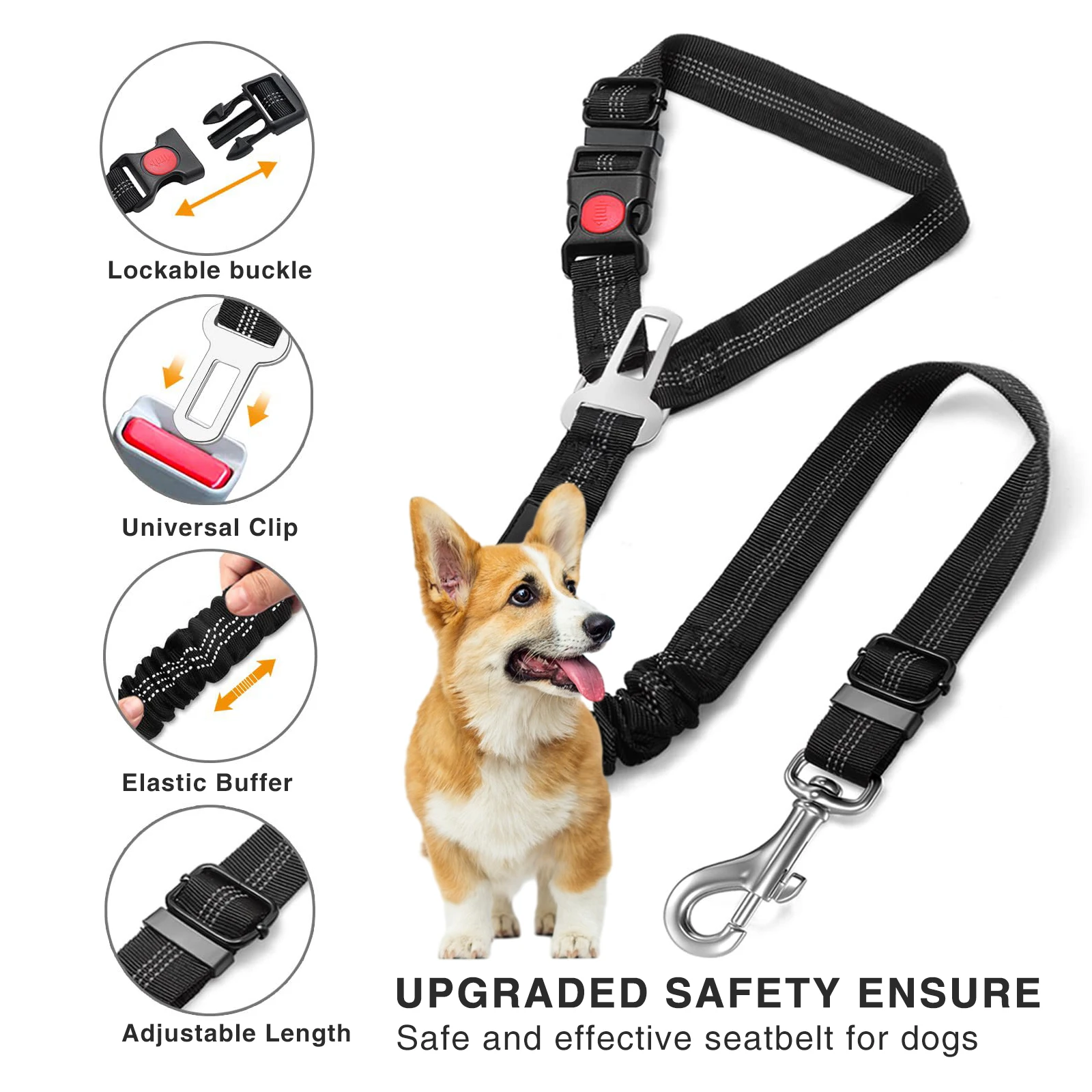 Dog Seat Belt for Cars,Adjustable Dog Car Harness Puppy Car Restraints Leads,Durable Pet Seat Belt for Vehicle Travel,Pet Cars