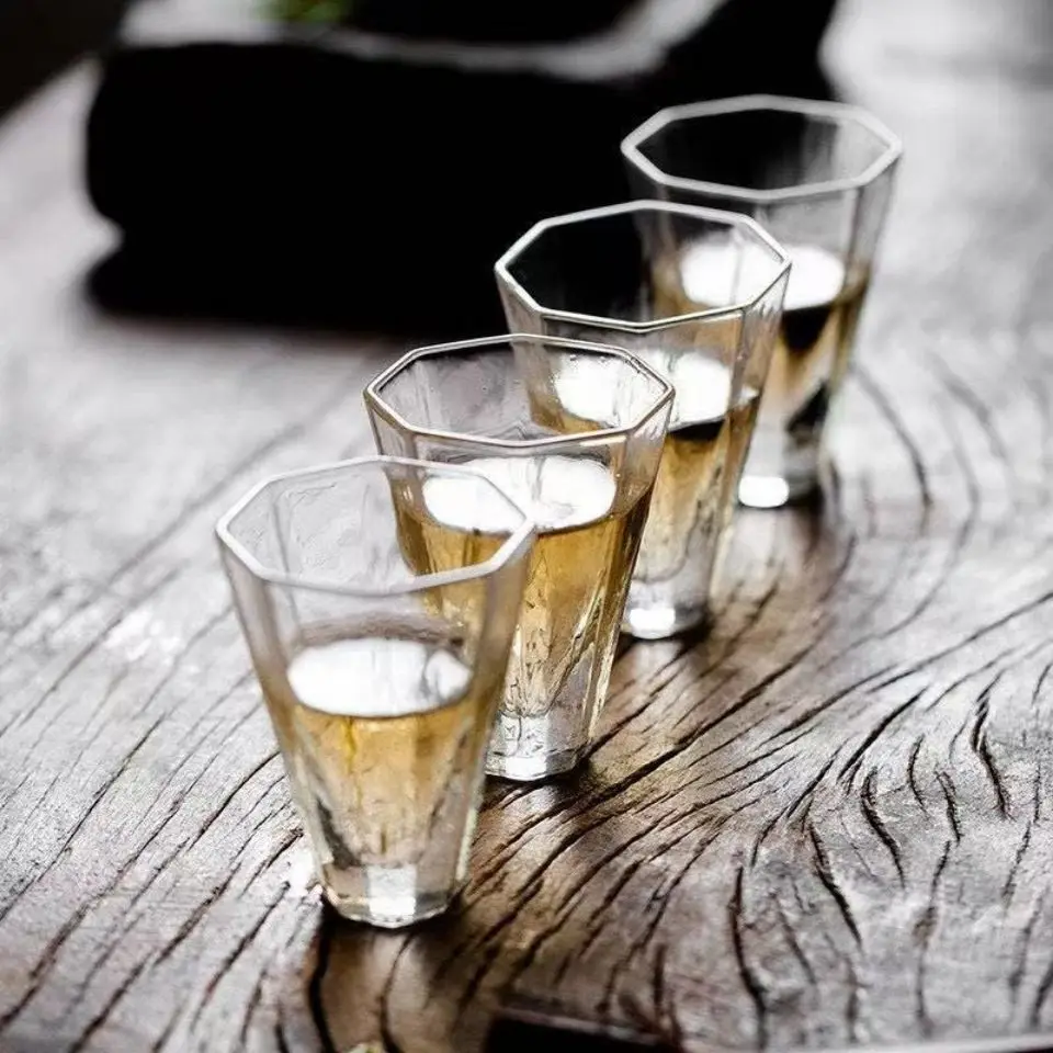 Japanese Style Glass Tea Cup 50ML,Handmade Sake Cup,Bar Whiskey Tasting Glass,Transparent Liquor Drinking Glass,Elegant Cup