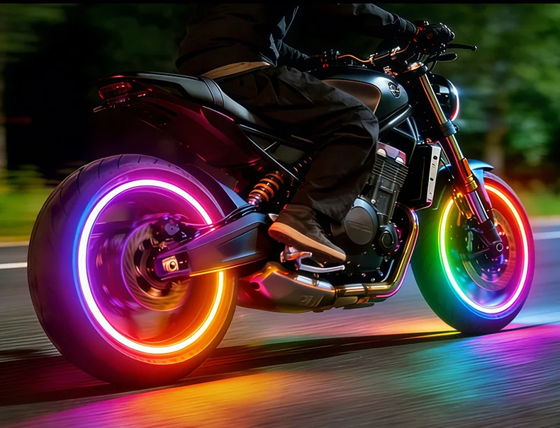 2/4 Stück Auto Motorrad Fahrrad Reifenventilkappen Licht LED Neon Blitzlampe Wasserdichte Reifen Universal Radlichter Auto Zubehör – Detail 9