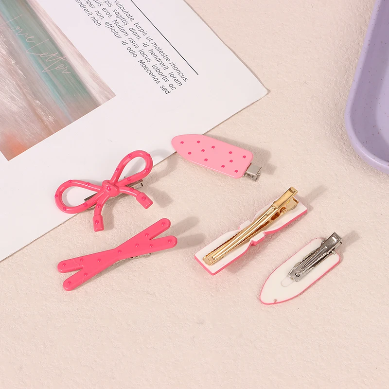 2Pcs Polka Dot Bowknot Hair Clips Women Sweet Dot Plastic Bangs Side Hairpins Girls Duck Bill Clips Lovely Headwear