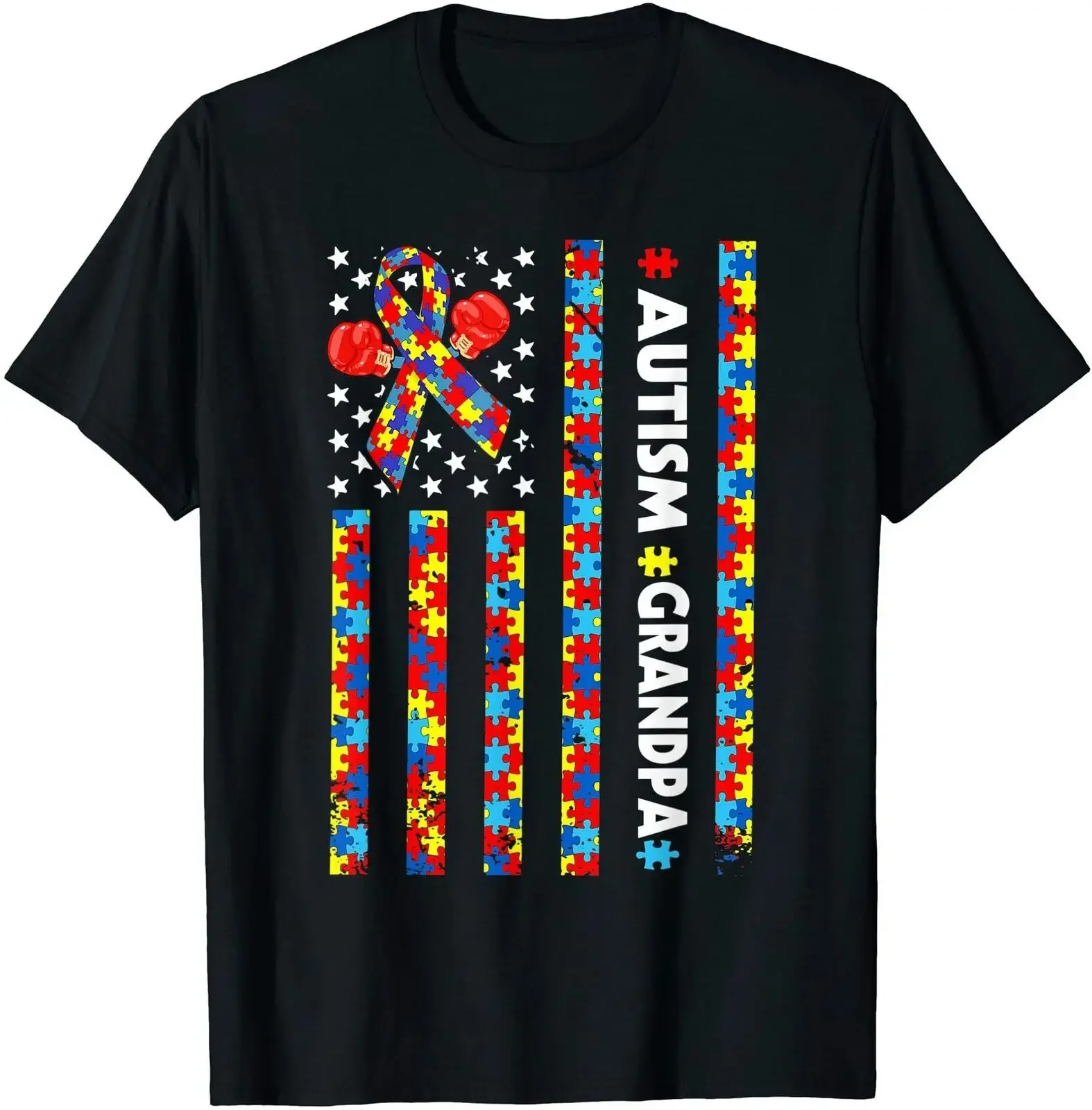 American Flag Grandpa Autism Awareness T-Shirt Men Boys T-Shirt halloween shirt