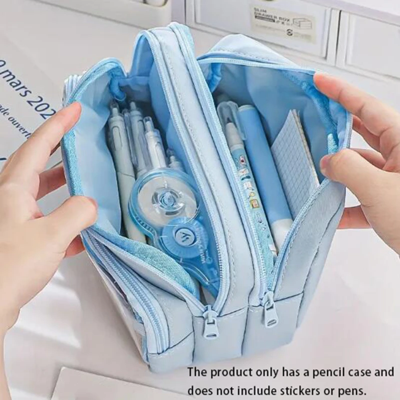 مقلمة ملونة أنيقة وبسيطة كورية وحقيبة أقلام شفافة ذات سعة كبيرة وحقيبة تنظيم أدوات مكتبية ومستلزمات مدرسية