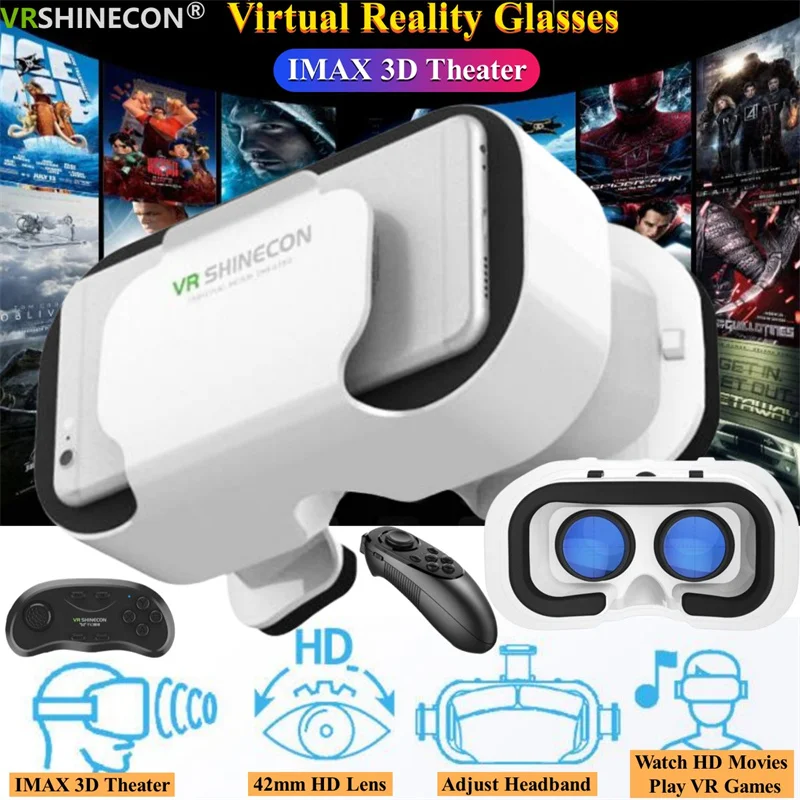 

G05 MINI VR Glasses IMAX 3D Movies Virtual Reality Glasses Google Cardboard Box VR Helmet for 4.5-6" Phone,Support Game Joystick