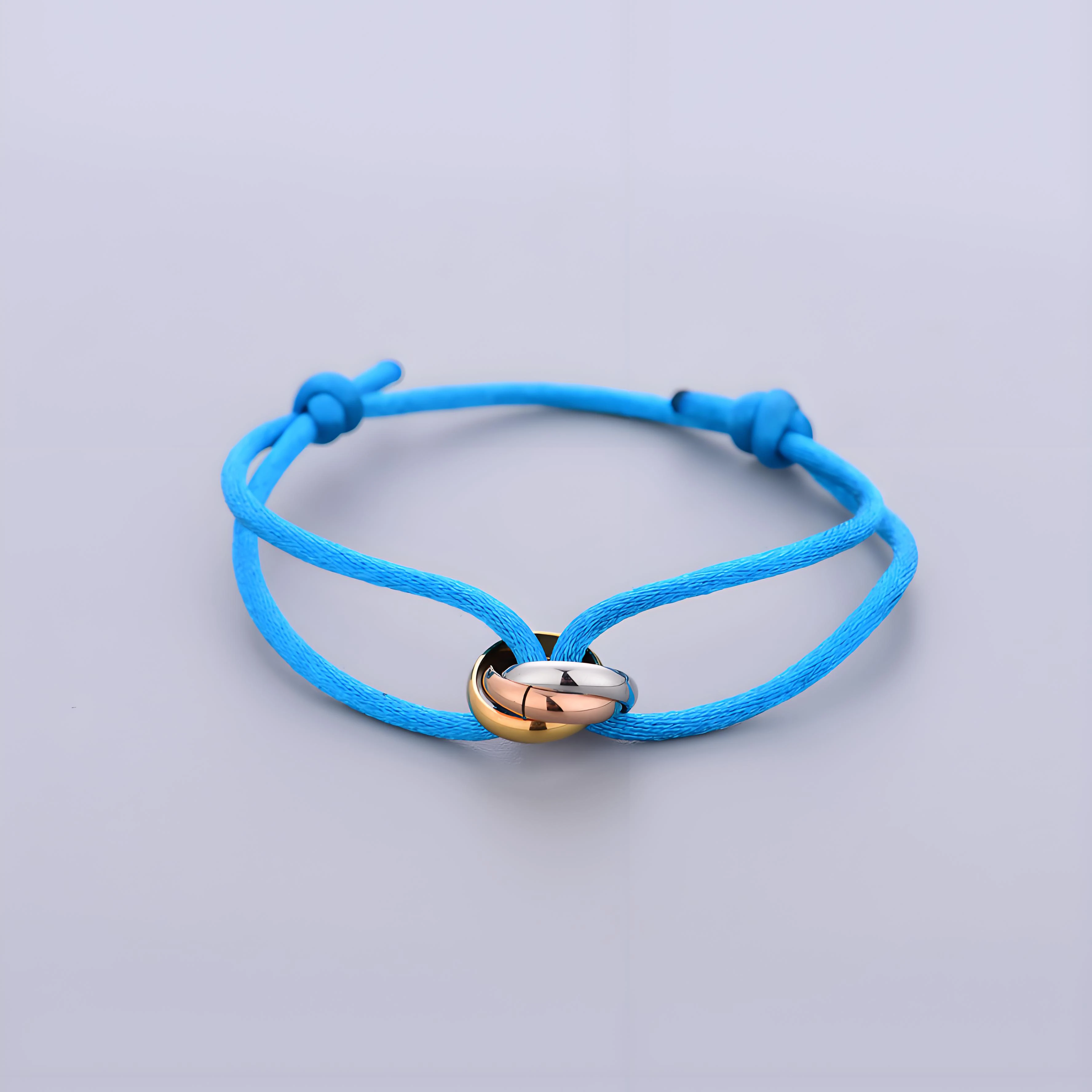 Trinity-Armband, Edelstahl, Kreis, Damen-Armband, verschiedene Farben des Seils, klassisch, beliebt, dreifarbig, Farbverlauf, Schmuck
