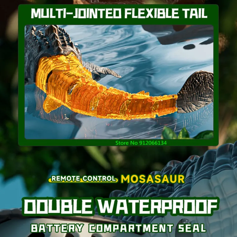 

39CM Large Simulation Swing WIFI FPV RC Dinosaur Animal Boat 8K Water Spray LED Lighting Swimming Remote Control Dinosaur Boat