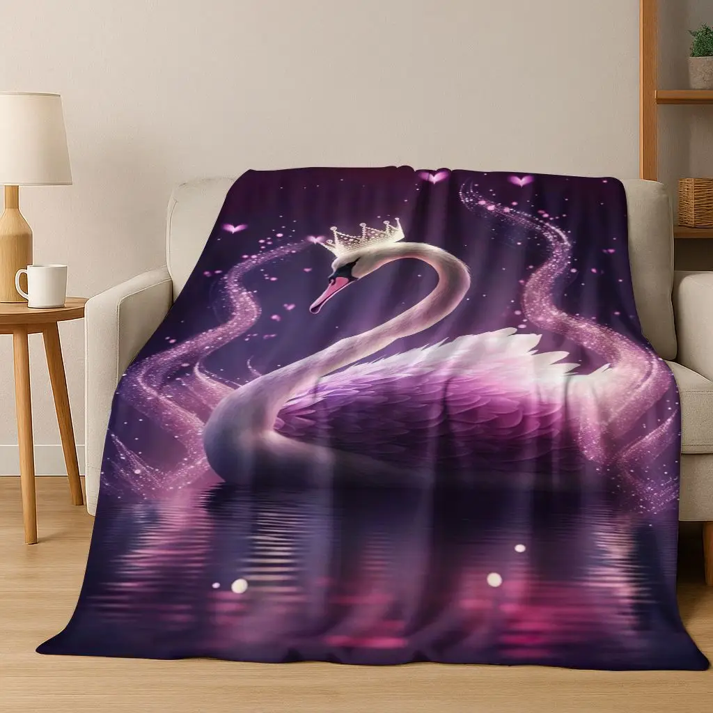 

Dream Love Swan Art Cartoon Flannel Blanket,Cozy Soft Throw Blanket for Home Bedroom Bed Sofa Picnic Office Cover Gift Kids