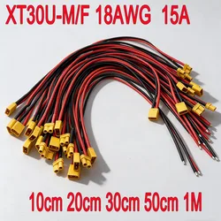 XT30 Plug 10-50CM-1M Male Female Connector with 18AWG Cable for RC Car Lipo Battery charge connector extension Silicone Wire