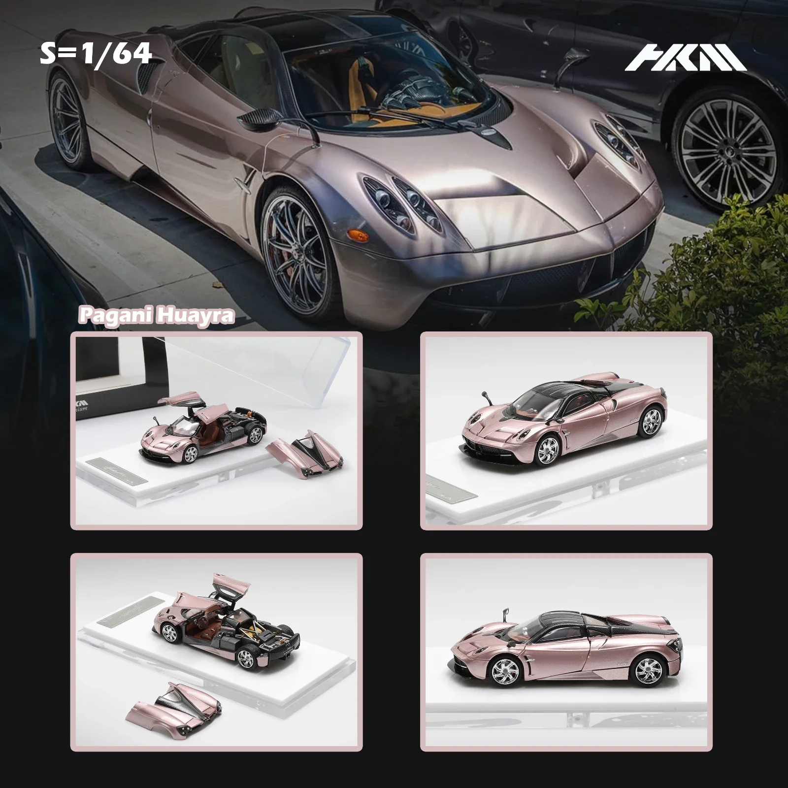 Pré-venda hkm huayra 1:64 newcoupé porta aberta completa diecast diorama modelo de carro coleção brinquedos em miniatura