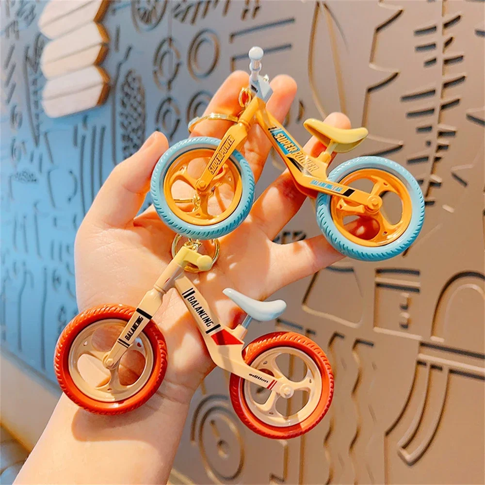 6 Color 3D Acrylic Bicycle Keychain Cute Mini Bike Pendant Creative Keyring Car Simulation Trinket Bag Key Holder Accessory Gift