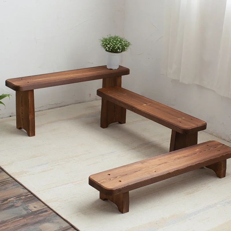 Anticorrosive Wood Shoe Changing Bench Outdoor Courtyard And Balcony Garden Stool Solid Timber Durable Seating Solution