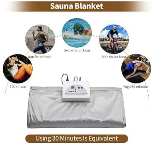Dual-Control Sauna Blanket, Waterproof Silver Heating Wrap, Foldable Detox Sweat Pad, Home Use, Portable Infrared Therapy