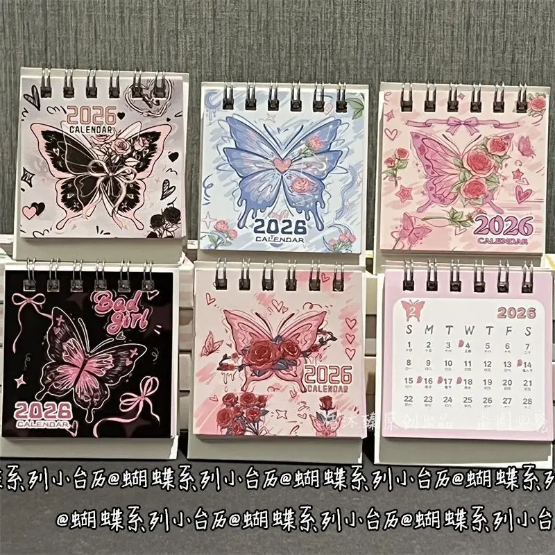 2026 Mini Calendars Creative Desk Portable Travel Calendars With Butterfly Capybara Designs Monthly & Weekly Planner Calendar