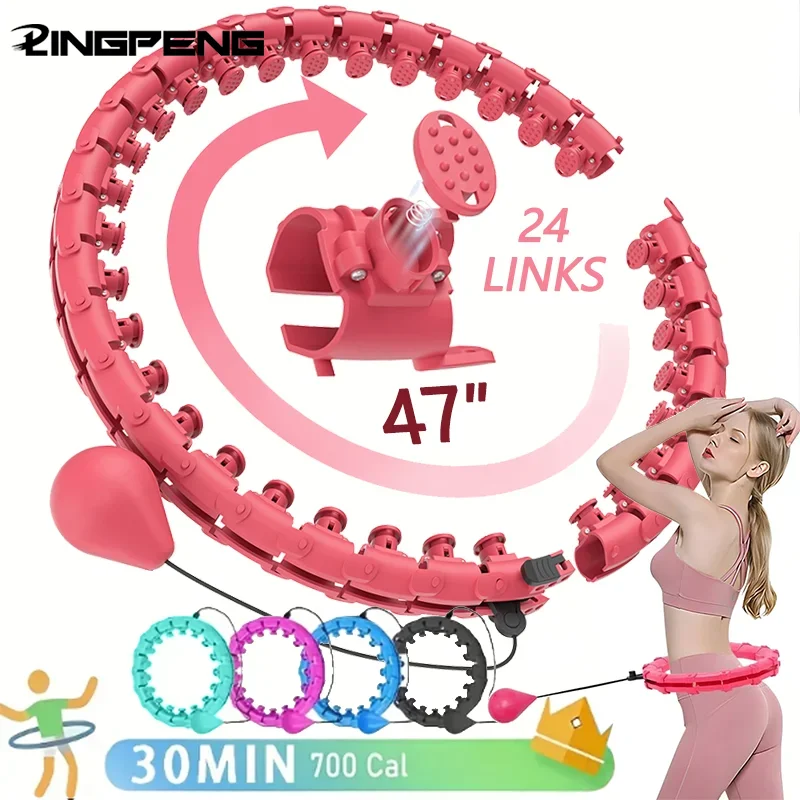 24 seções ajustáveis inteligentes ponderadas esporte aro perda de peso massageador abdômen cintura fina anel de fitness equipamentos de fitness interno