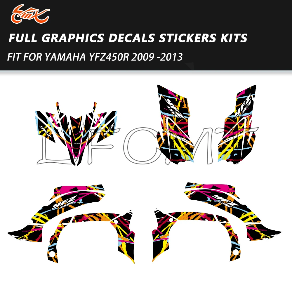 

ATV Full Fairings Background Graphics Sticker Decoration Decals Fit for Yamaha YFZ450R YFZ 450R 2009 2010 2011 2012 2013