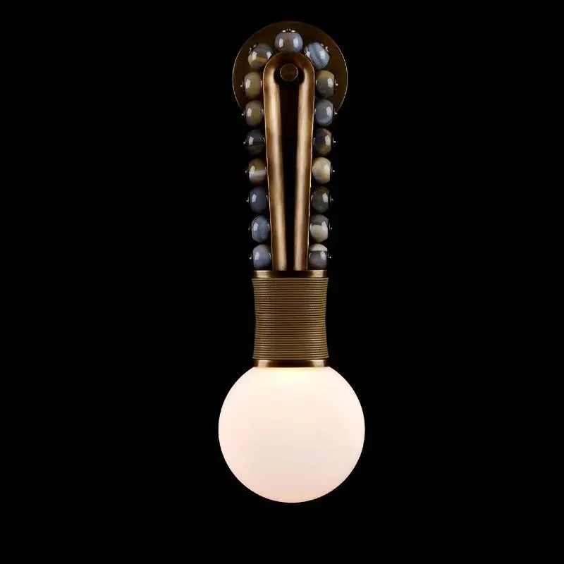 

*(2-piece set)America Design Wall Sconce Custom Lighting Semi-precious Stones Agate Decorated Copper Vintage Wall Lamp