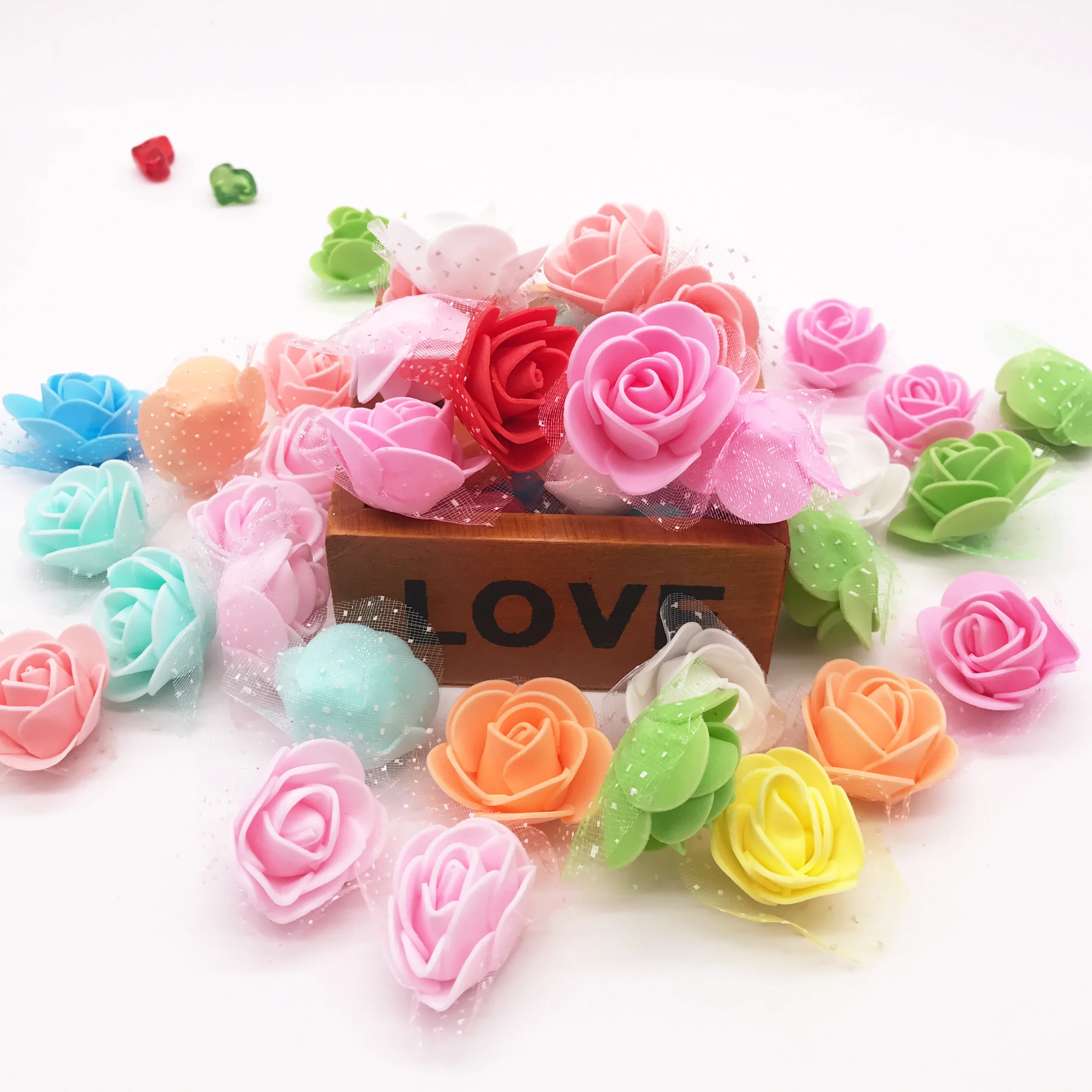 100Pcs/lot 3cm DIY Handmade Foam Flowers 3cm Rose Flower Head Artificial PE Foam Rose Wedding Decoration Scrapbooking Crafts