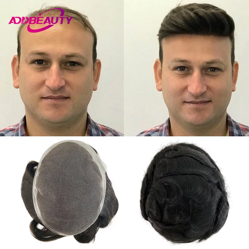 

Australia Men Toupee HD Lace PU Indian Human Hair Wigs Durable Men's Capillary Prothesis Natural Hair System With Grey Hairpiece