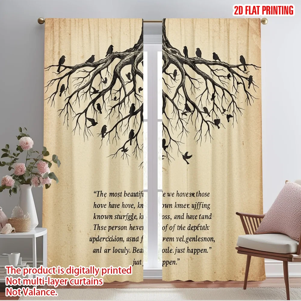 

2pcs 2D flat printing Scene Curtain Beautiful People Known Defeat Suffering Loss Polyester Without Electricity Holiday