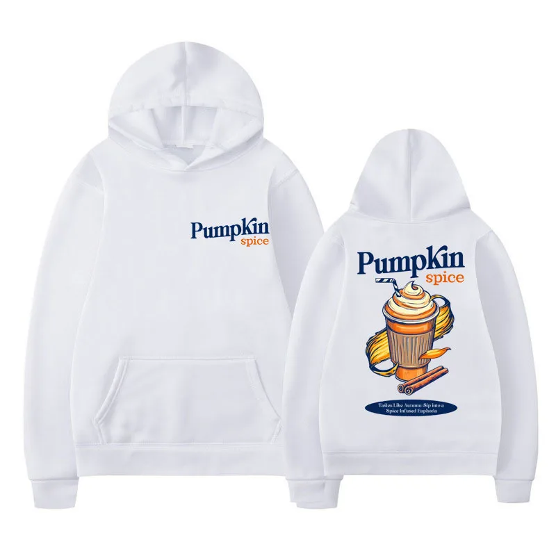 

PUMPKIN SPICE LATTE Graphic Print Hoodie Men's Autumn Drink Themed Gift Sweatshirts Vintage Oversized Streetwear Hooded Pullover