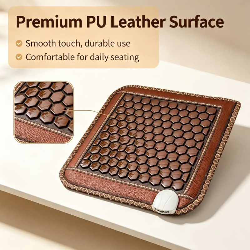 Heating Pad Jade Tourmaline Heated Mat Natural for Back Adjustable Temperature & Timer Smart Remote Control Muscle Relaxation