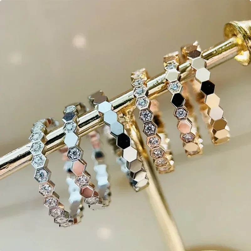 

925 Sterling Silver High-quality Honeycomb Ring Simple And Fashionable Jewelry