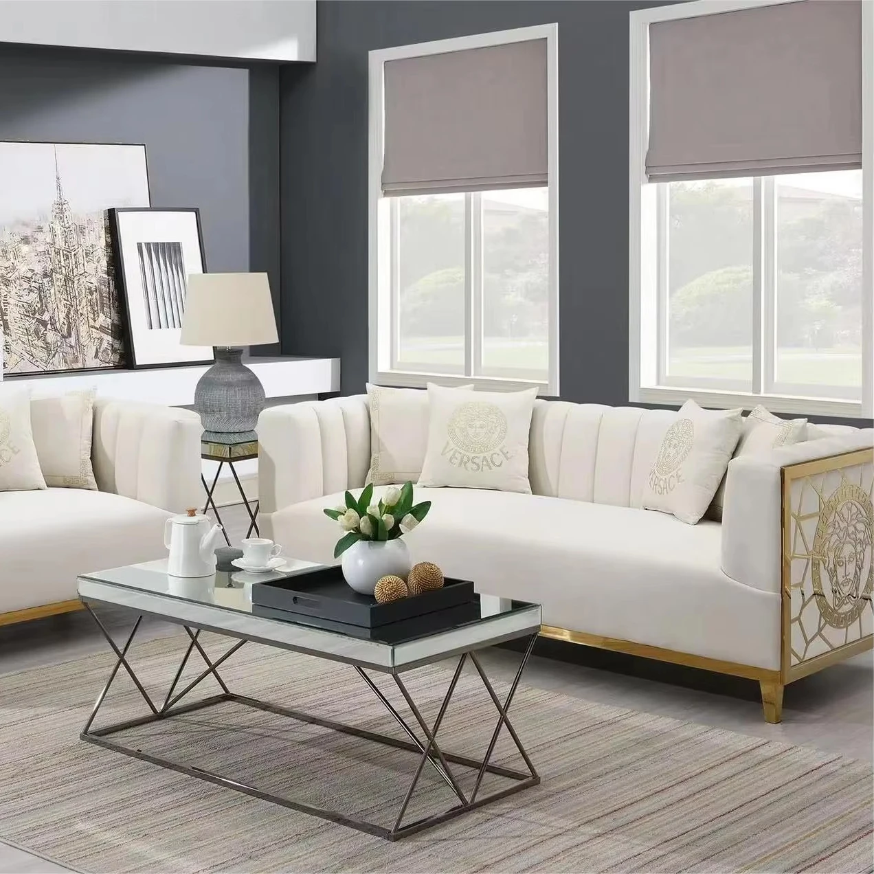 

Modern Luxury Tufted 123 Villa Sofa Living Room Luxury Square Combination Tufted Sofa Type