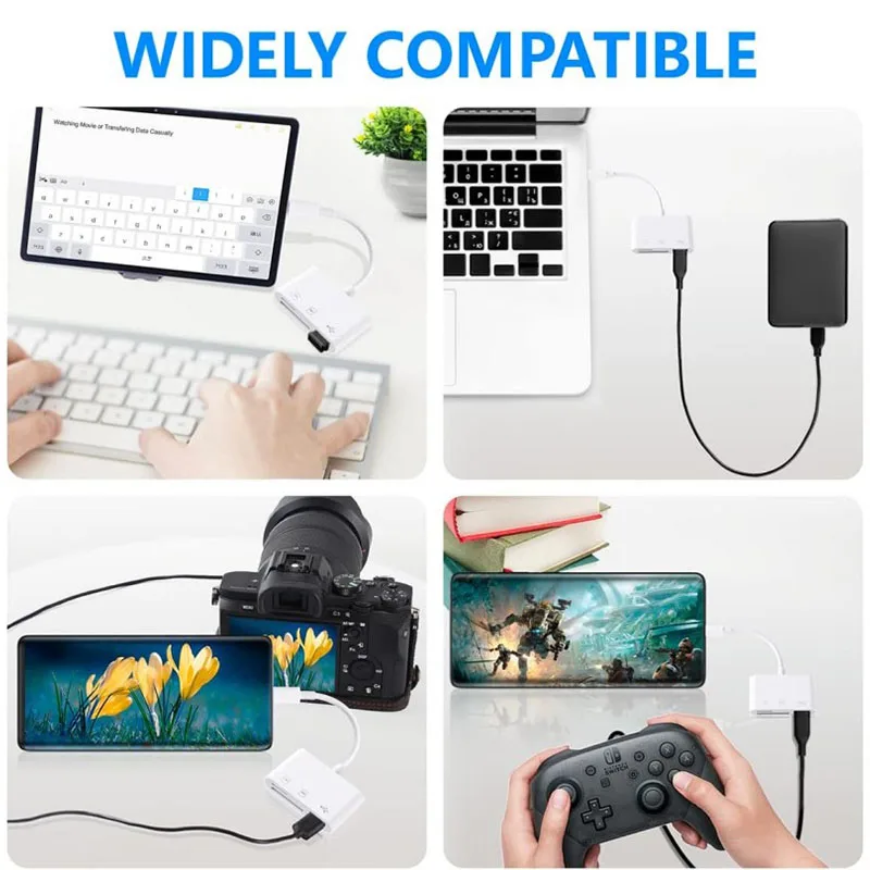 3 In 1 SD TF Card Reader For iPhone 14 12 13 11 Pro Max XR XS USB-A Female  Camera Converter For iPhone OTG Adapter image 3