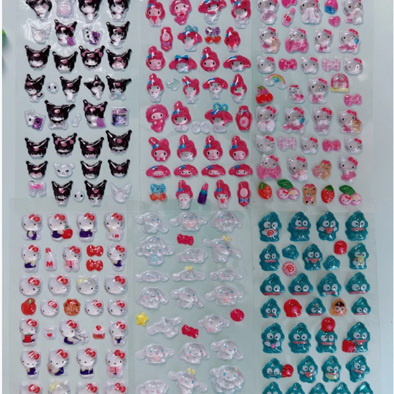 Stile Anime Sanrio Kuromi Hellokitty Hangyodon Cinnamoroll 3D Adesivo gelatina trasparente Adesivi decorativi in cristallo Custodie giocattolo fai da te