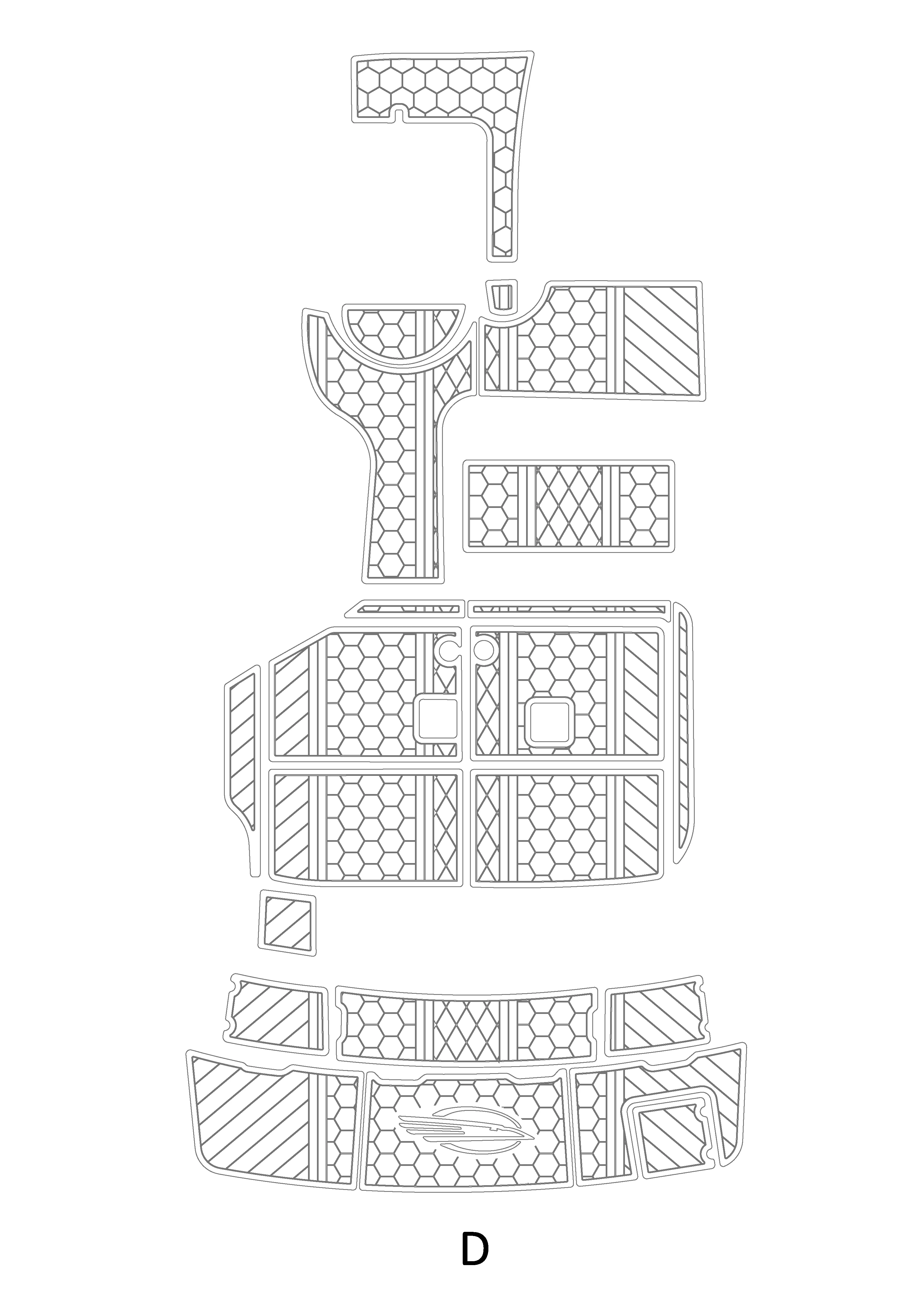 

2000 Chaparral 300 Signature Cockpit Swimming platform1/4" 6mm EVA fAUX Water Ski Yacht Fishing Boat Non-slip mat floor