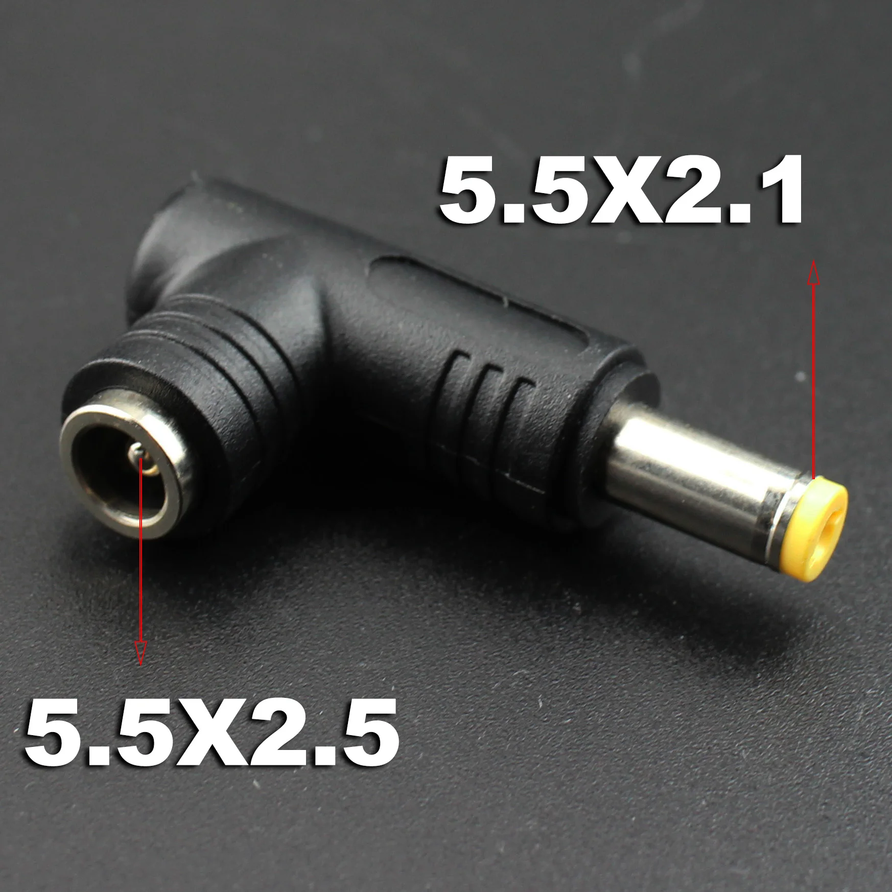 

1PCS 5.5*2.5 DC Jack Connector 5.5x2.5 mm Female to 5.5x2.1 Male Converter Laptop Power Adapter 90 degree 5.5*2.1MM MA-1211