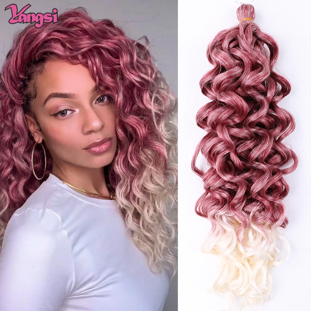 

Synthetic Soft Afro Hair Extension for Women Crochet Ocean Weave Braiding Hair 20 Strands Ombre Brown Pink Blonde for Christmas