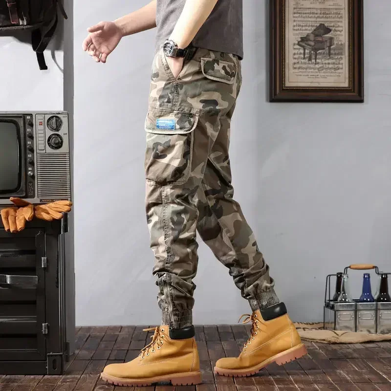 Men's Cargo Pants Trekking Hiking Male Trousers High Quality Outdoor Joggers Camouflage Khaki Slacks Cotton Casual Aesthetic Emo