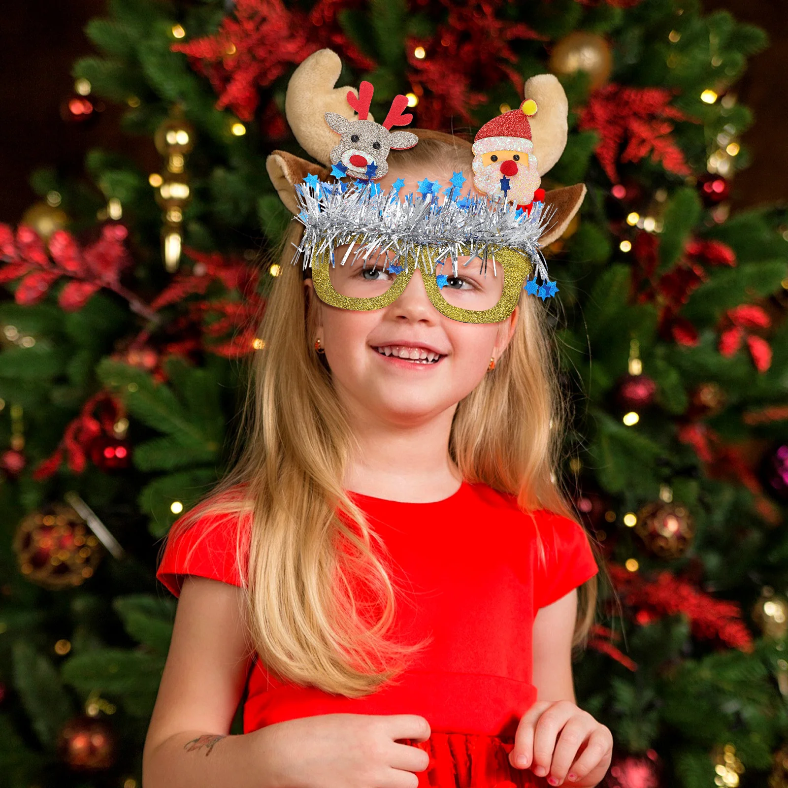 

6pcs Party Glasses Christmas Novelty Glitter Frames For Holiday Decorations Festive Wearable Accessories Xmas Party Supplies