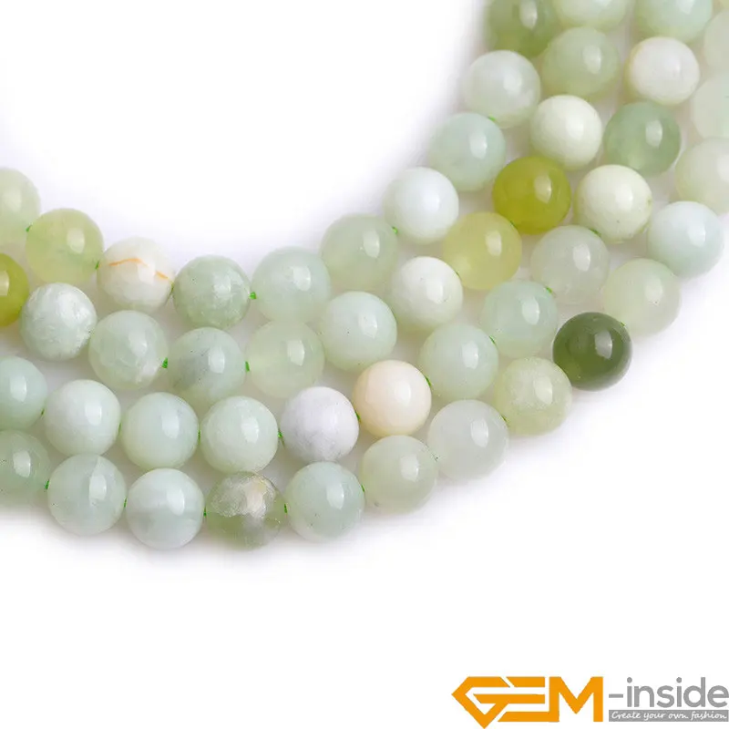 Natural Round Hua Show Jades Beads For Jewelry Making DIY Accessorries Nephrite Bracelet Necklace 6/8/10/12/14 mm Strand 15 Inch