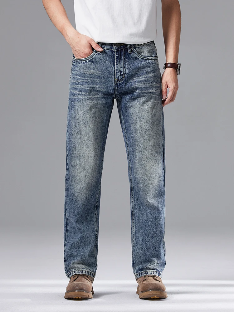 Classic Straight Jeans Men 2026 New Vintage Loose Casual Pants Washed Fashion Hip Hop Streetwear Denim Trousers