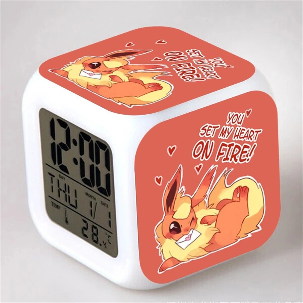 Despertadores de dibujos animados de Pokémon Eevee, Vaporeon, Jolteon, Flareon, Snorlax, Wartortle, Pikachu, Dragonite, Mewtwo, reloj Led, figura de juguete, muñeca