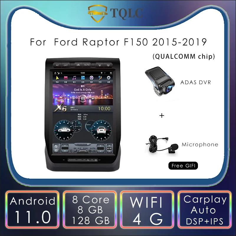 

Car Radio Android 9 Tesla Style Vertical Player For Ford Raptor F150 PX6 wifi Car Radio Carplay Car Multimedia Player 2015-2019