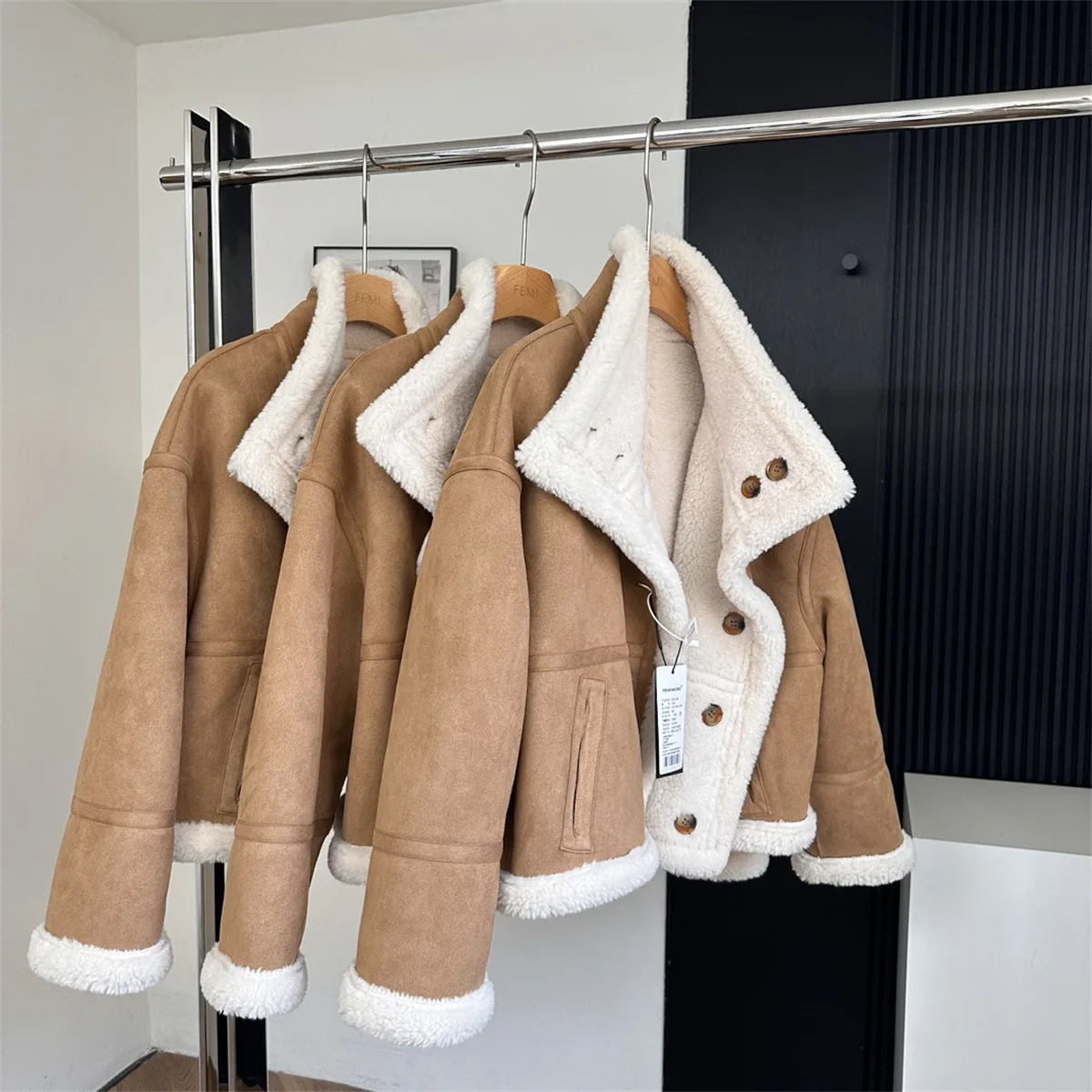 2025 neue Frauen Winter Warm Dicken Wildleder Mantel Zwei Weg Tragen Frauen Pelzigen Mantel Drehen Unten Kragen Frauen Jacke Mantel casaco feminino