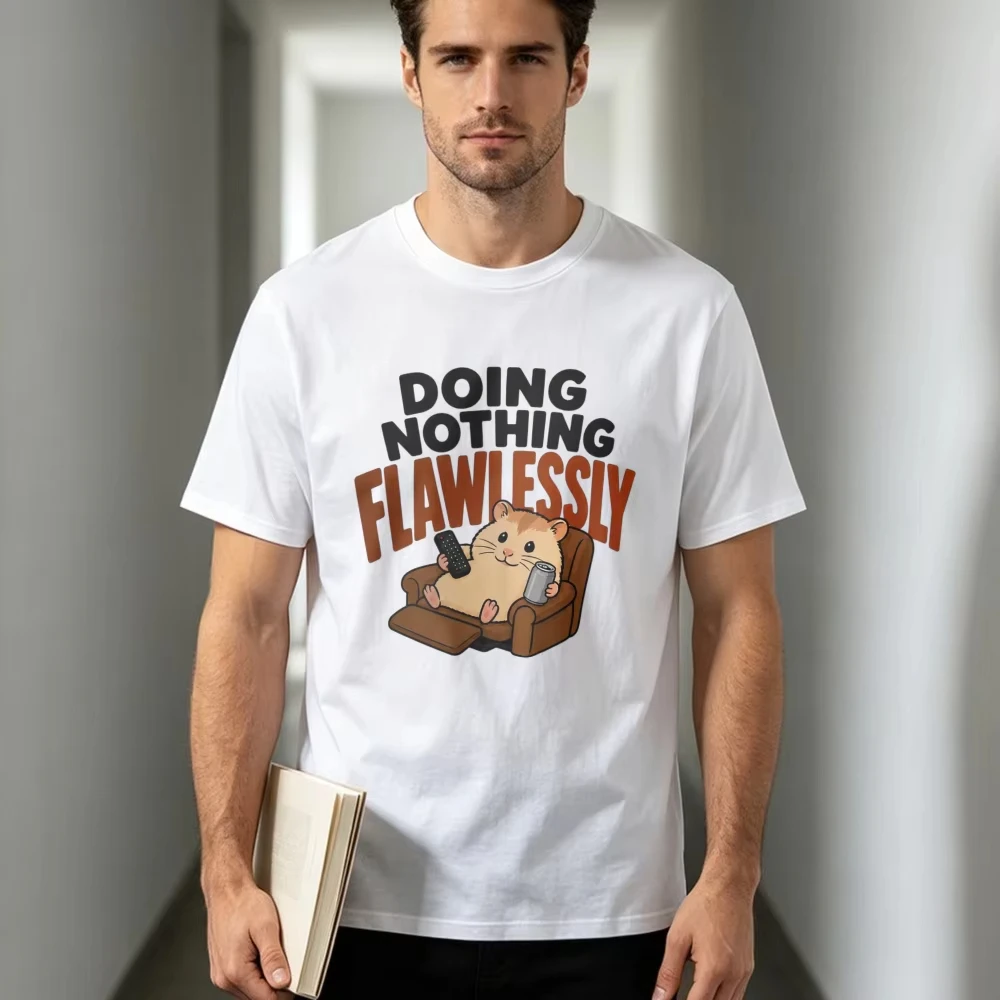 Doing Nothing Flawlessly Hamster Tees Funny Homebody Tshirt Funny Lazy Hamster Graphic Shirt Fashion Unisex Cotton Clothing