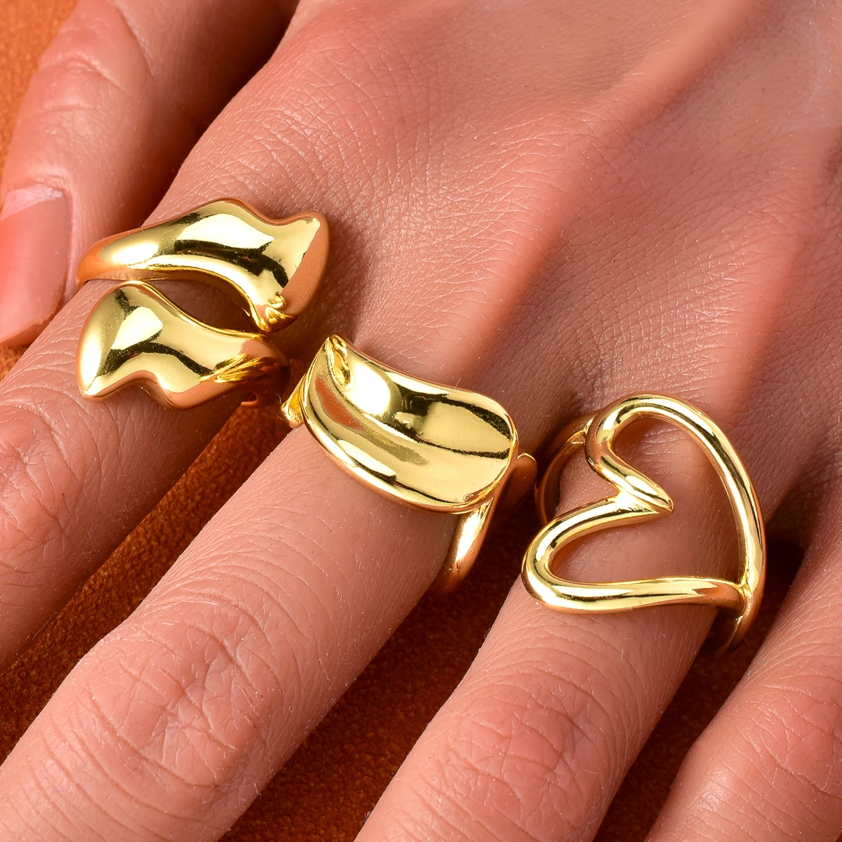 

Gold Plated Minimalist Abstract Fluid Ring Y2K Millennium Style Simple Art Daily Sculptural Feeling Unisex Fashion Gift Birthday