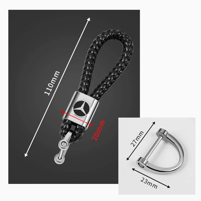 Leather Rope Car Keychain Hand Braided Horseshoe Buckle Keychain for Mercedes Benz B/C/E/S Class A Class C200L GLC GLK CLA GLA image 5