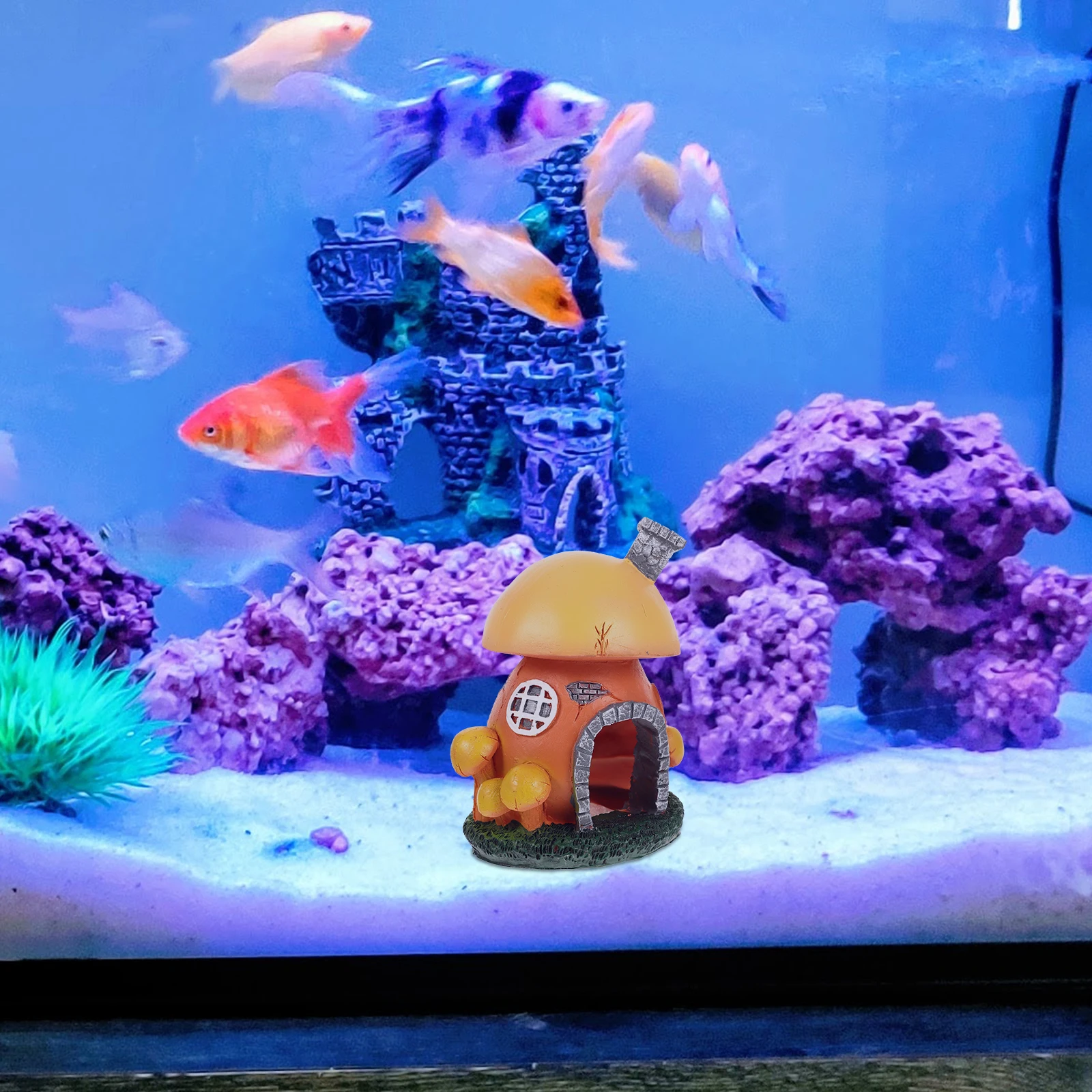

Resin Mushroom House Coral Decoration for Fish Tank Aquatic Landscape Ornament Simulation Craft with Natural Look Aquarium