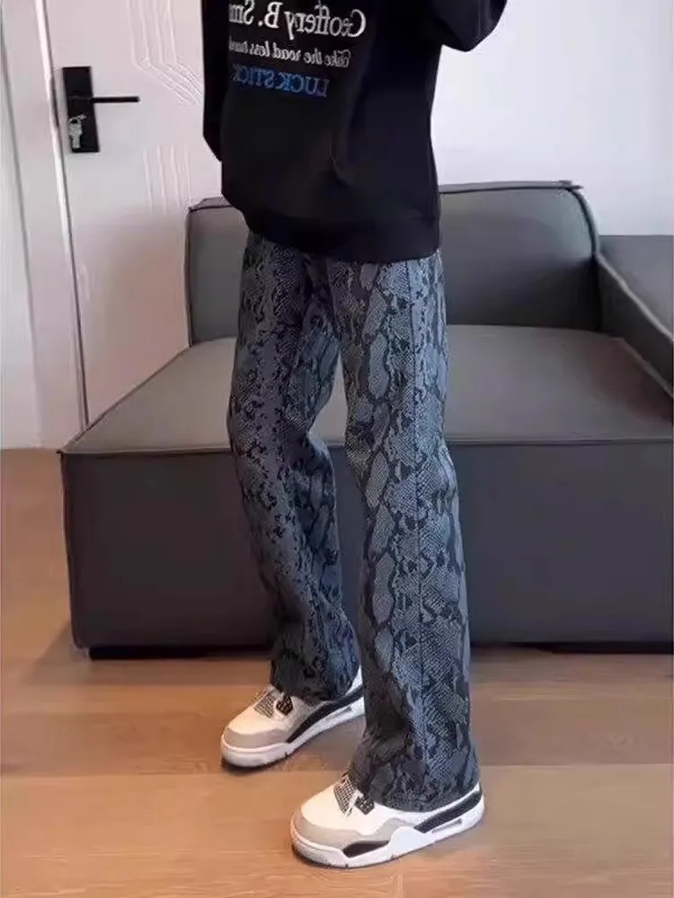 

Blue Waed Skinny Jeans Men's Summer Thin American High Street Trend Straight Leg Micro Flared Pants Casual Loose Fit Jeans