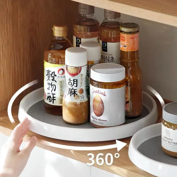 360° Rotating Storage Turntable  1/2-Tier Spice Rack Round Shelf Condiment Storage Racks Pantry Cabinet Turntable