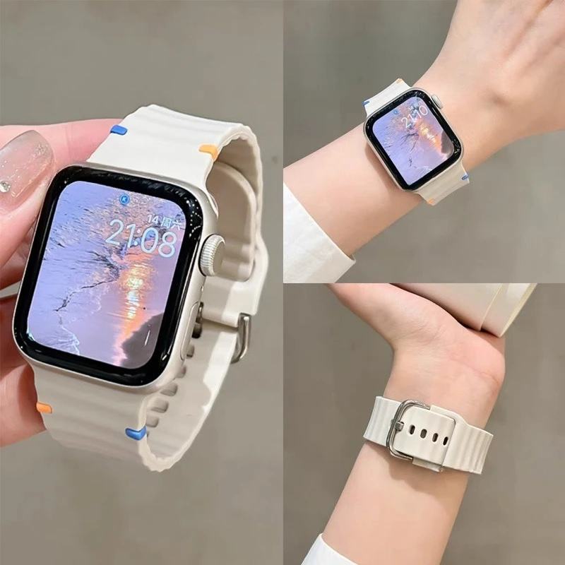 

Силиконовый ремешок для Apple Watch Ultra Band 49 мм, 46 мм, 45 мм, 42 мм, 44 мм, 40 мм, 41 мм, браслет correa, ремень iWatch series 10 9 8 6 7 5 SE