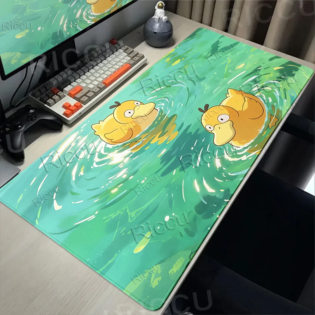 Tapis de souris Anime grand format pour gamer, tapis de clavier et souris antidérapant, motif Psyduck, pour ordinateur portable, PC, Pokémon, tapis de table