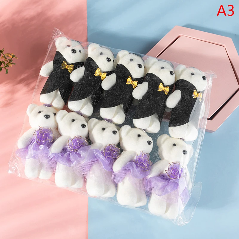 만화 커플 모델 곰 꽃 부케 인형 웨딩 장식 액세서리, 생일 선물, 버블 베어 장식, 10 개